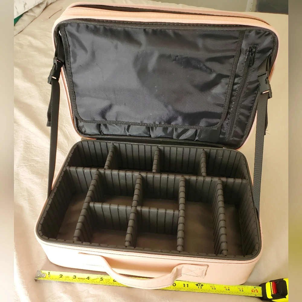 Pink Makeup Organizer with Adjustable Dividers